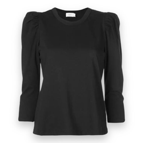 A.L.C. Karlie Black Cotton Puff Tee Sz Small Made in U.S.A. EUC - Picture 2 of 11